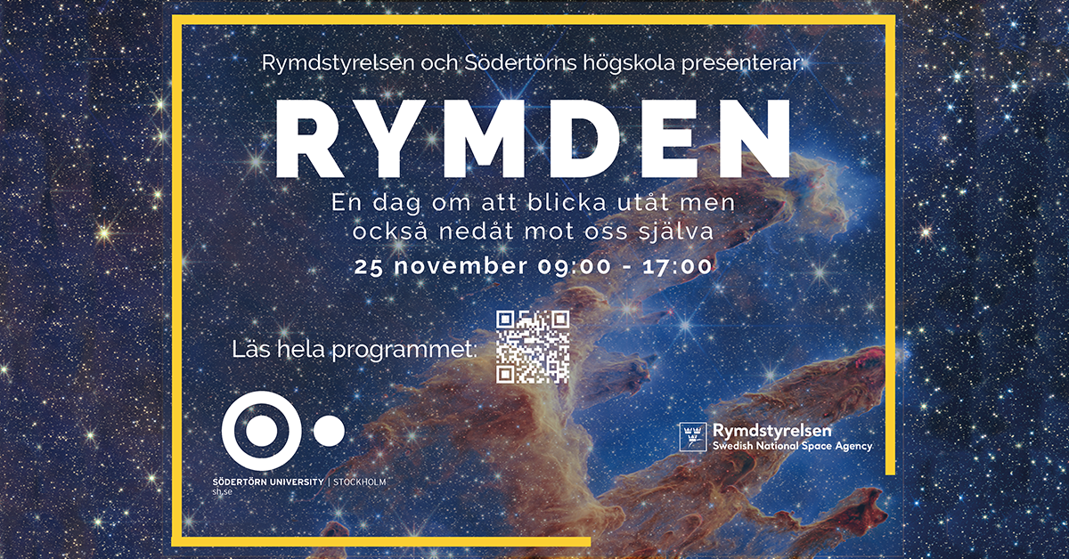 Pillars of creation med text på om rymddagen på Södertörns högskola