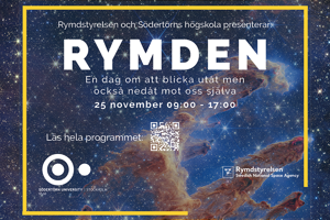 Pillars of creation med text på om rymddagen på Södertörns högskola