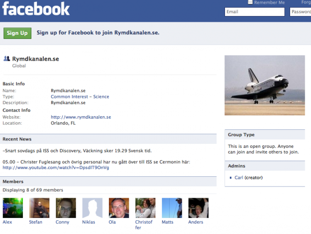 Rymdkanalen.se facebook