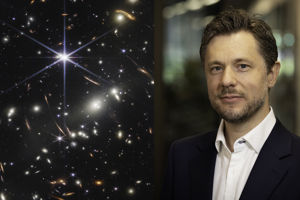 james webb, martin sahlen.jpg Bild till vänster: En bild av galaxhopen SMACS 0723 tagen av rymdteleskopet James Webb. Den visar galaxklustret som det såg ut för 4,6 miljarder år sedan. Bild till höger: Martin Sahlén.