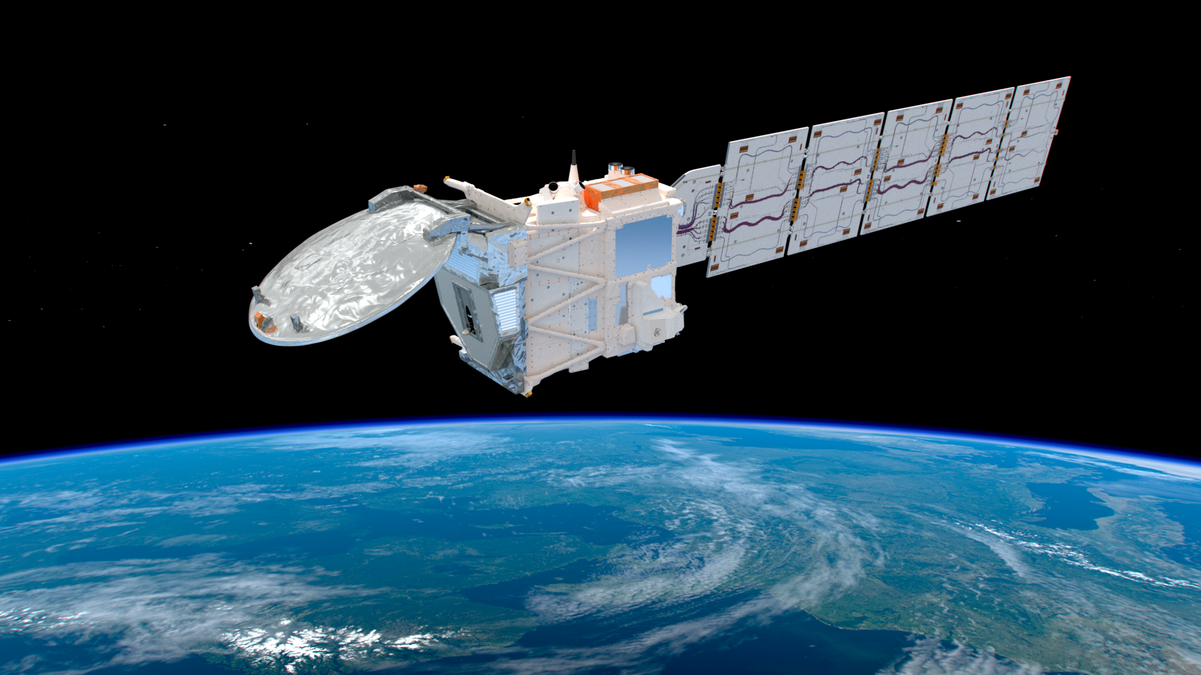 En illistration av ESA:s nya satellit EarthCARE.