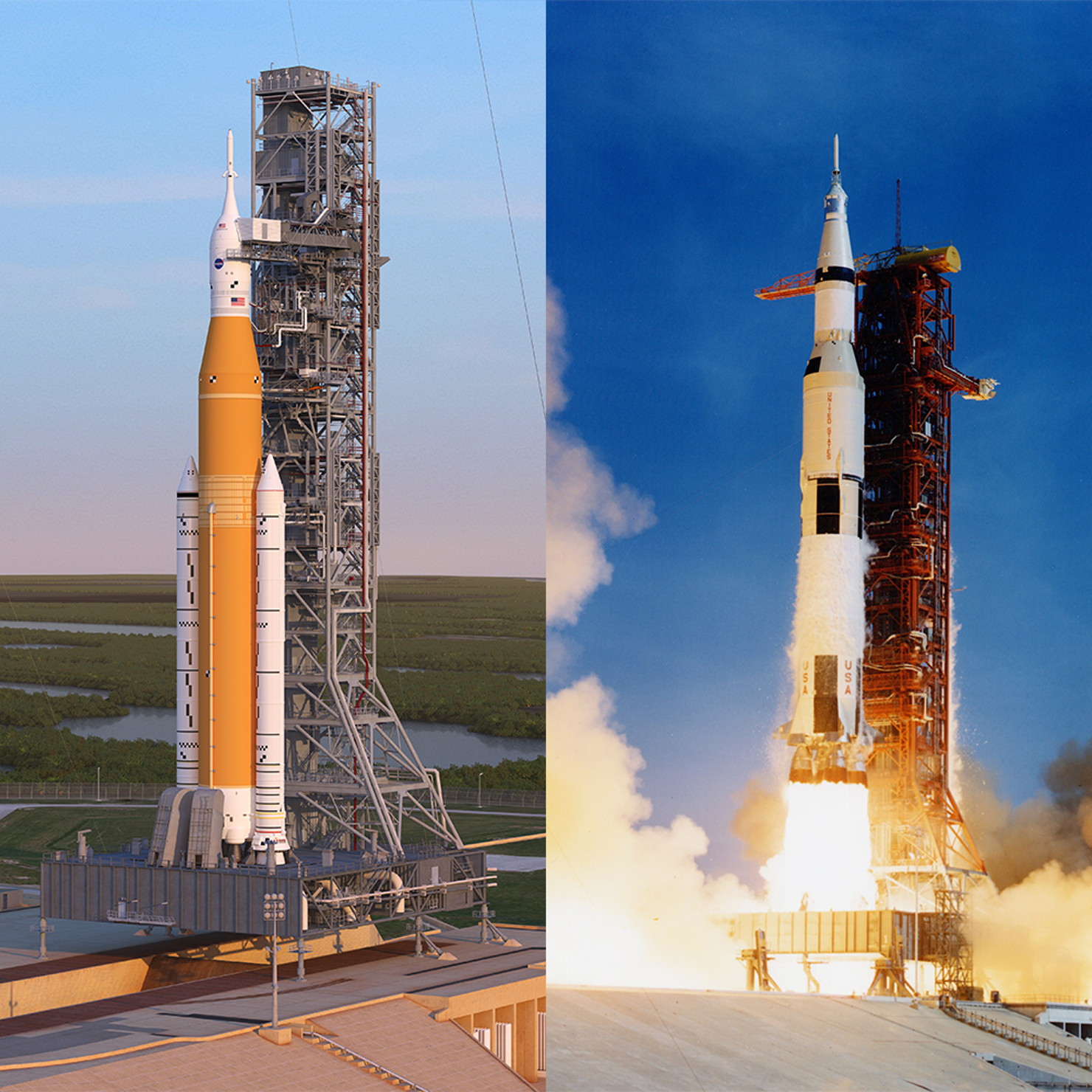 SLS_SaturnV.png Saturn V och rendering av SLS