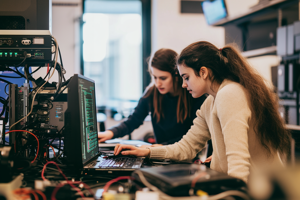 Studenter.png Studenter som jobbar i verkstad.