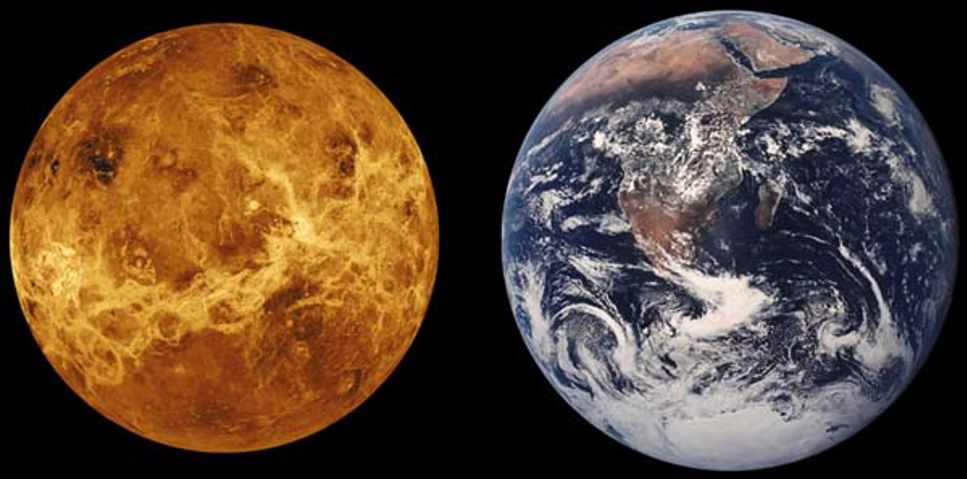 Venus i jämförelse med jorden