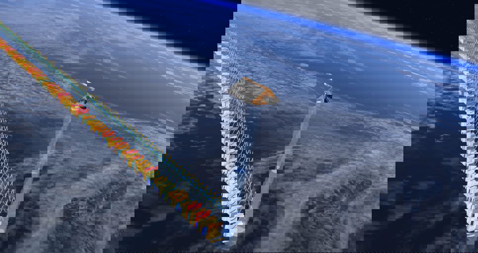 Illustration av Copernicus Sentinel-6, som använder radarimpulser för att genomföra mätningar av havsytan.