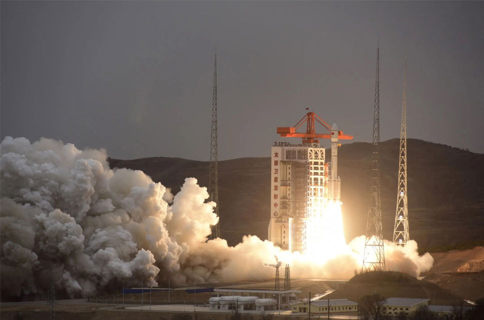 En raketuppsändning från basen i Tiangong.