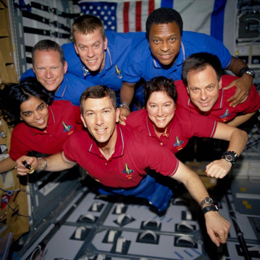 De sju astronauter som utgjorde besättningen på rymdfärjan Columbia.