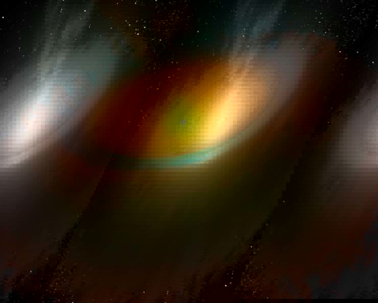 Teckning av skivan runt stjärnan TW Hydrae. 