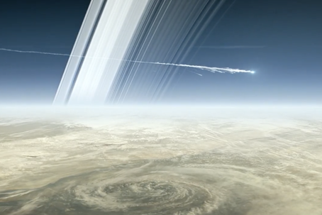 Rymdsonden Cassini bryts sönder och brinner upp i Saturnus atmosfär.