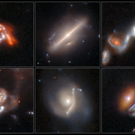 Anomalier Hubble 2.jpg Suddiga galaxbilder mot svart bakgrund.