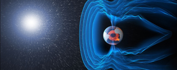 Illustration av magnetism i rymden